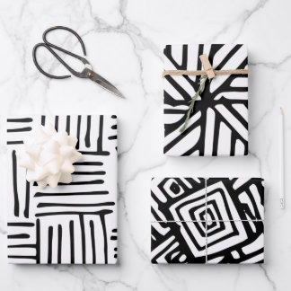 Feuille De Papier Cadeau Motif Zendoodle noir et blanc