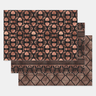 Feuille De Papier Cadeau Motifs Art Déco élégants en or rose