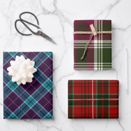 Feuille De Papier Cadeau Motifs carreaux de Noël d'hiver mixtes