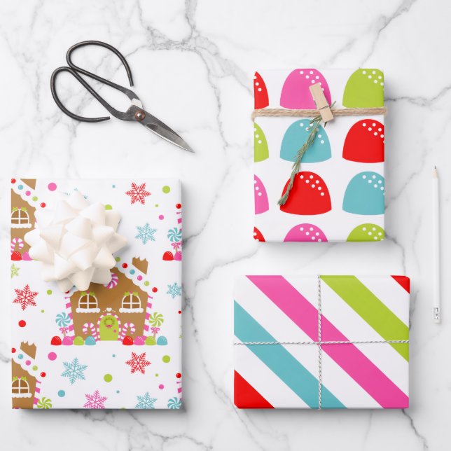 Feuille De Papier Cadeau Motifs de Noël fantastiques (Recto)