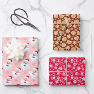 Feuille De Papier Cadeau Motifs De Noël Rose Et Brown