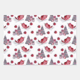Feuille De Papier Cadeau Motifs de Noël rouge et noir