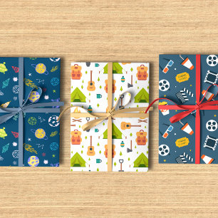 Feuille De Papier Cadeau Motifs de trio Hobbies favoris