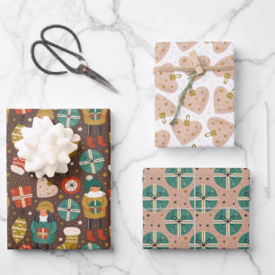 Feuille De Papier Cadeau Motifs de vacances scandinaves Mignons