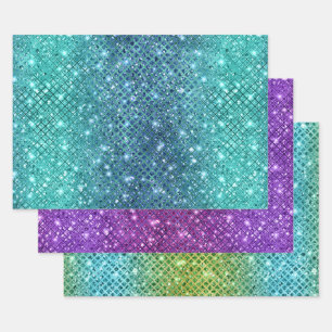 Feuille De Papier Cadeau Motifs Diamant Pailletés Ombre avec Étincelles