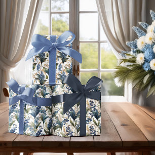 Feuille De Papier Cadeau Motifs floraux de muguet et d'aubépine