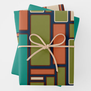 Feuille De Papier Cadeau Motifs géométriques modernes du Moyen-siècle