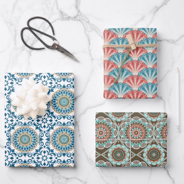 Feuille De Papier Cadeau Motifs vintages (Recto)