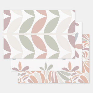 Feuille De Papier Cadeau Multicolor Pastel Abstrait Floral Botanique