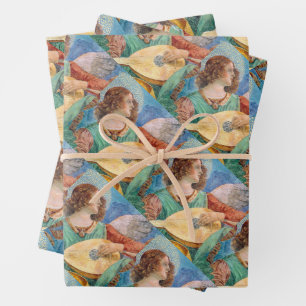 Feuille De Papier Cadeau Musical angel playing guitar