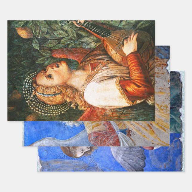 FEUILLE DE PAPIER CADEAU MUSIQUE FABRIQUANT DES ANGES DE NOËL (Lot)