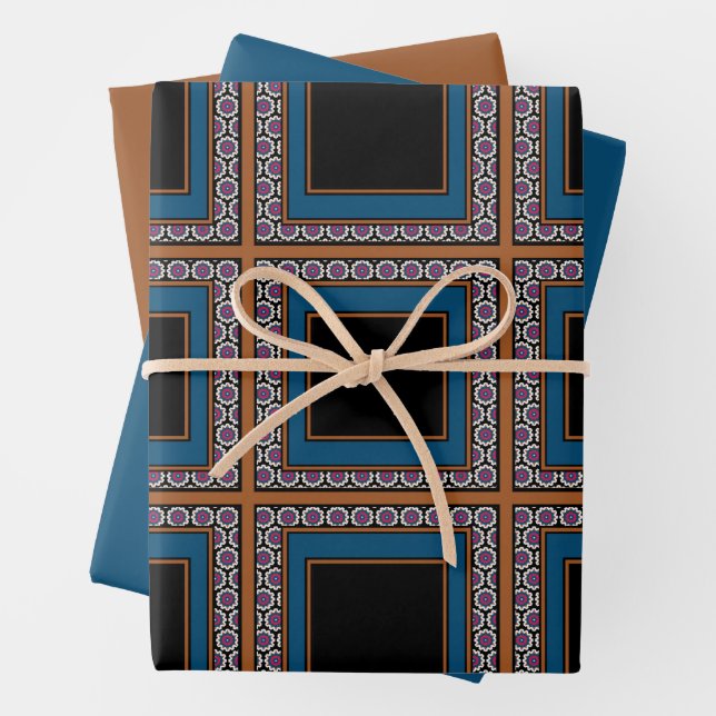 Feuille De Papier Cadeau MVB Mexique Monogramme Able Accent frontière (En situation)