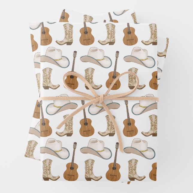 Feuille De Papier Cadeau Nashville TN Musique country guitare Cowgirl Cowbo (En situation)