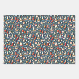 Feuille De Papier Cadeau Nautical Christmas Gift Wrapping Paper 