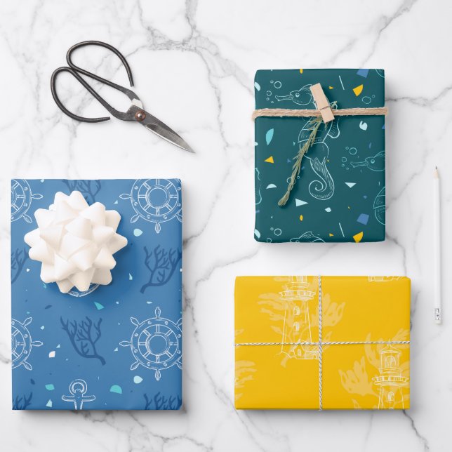 Feuille De Papier Cadeau Nautique (Recto)