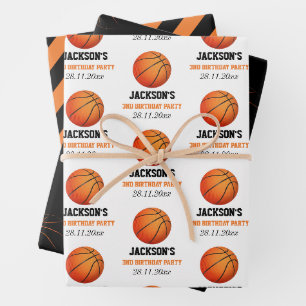 Feuille De Papier Cadeau Né À Ball Basketball Thème Anniversaire