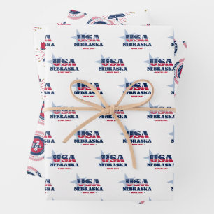 Feuille De Papier Cadeau Nebraska, 50 États, Liberty Bell