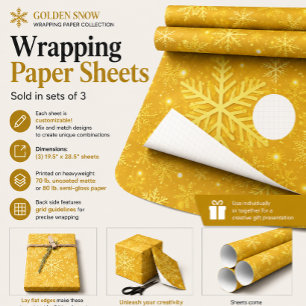 Feuille De Papier Cadeau Neige dorée
