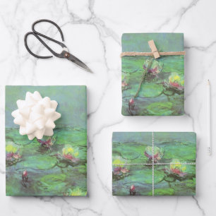 Feuille De Papier Cadeau Nénuphars de Claude Monet, Impressionnisme Vintage