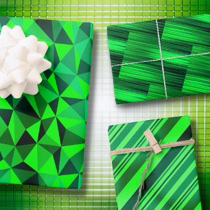 Feuille De Papier Cadeau Neon Green Sci-Fi Futuriste Abstrait St Patrick's