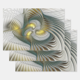 Feuille De Papier Cadeau Nobly Golden Turquoise Imaginaire Fractal Art