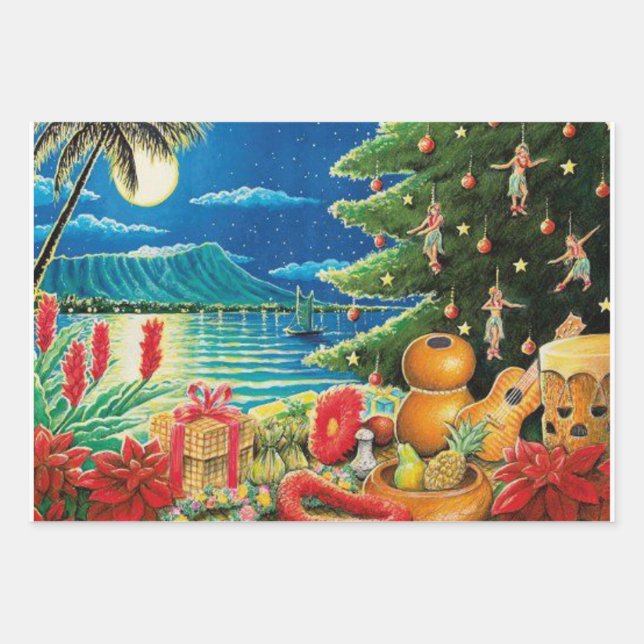 Feuille De Papier Cadeau Noël à Hawaï (Devant)