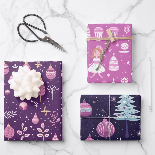 Feuille De Papier Cadeau Noël à la prune de sucre (Recto)
