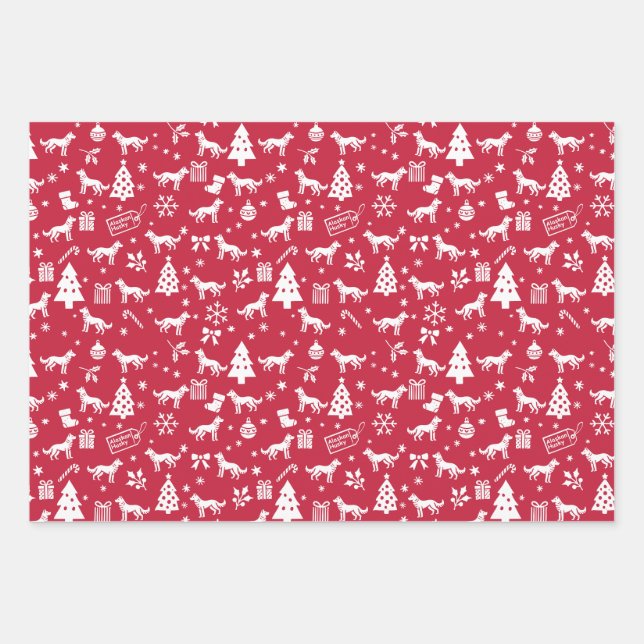 Feuille De Papier Cadeau Noël à l'Alaska Husky (Devant)