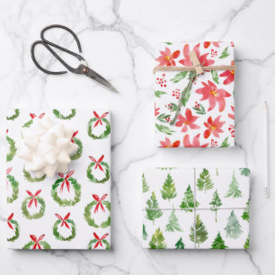 Feuille De Papier Cadeau Noël aquarelle chic