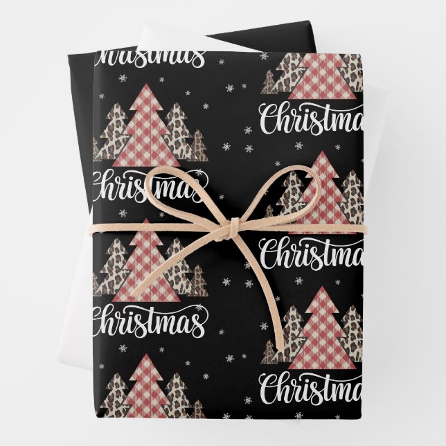 Feuille De Papier Cadeau Noël Arbre Leopard Funny Noël (En situation)