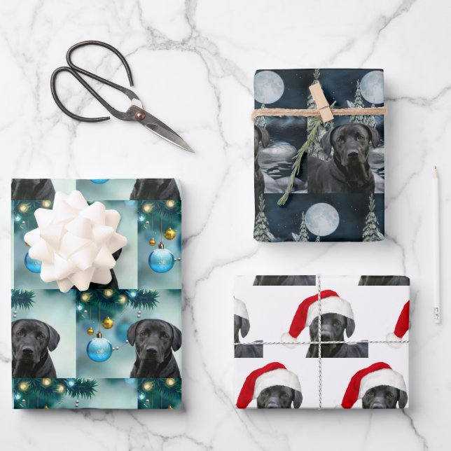 Feuille De Papier Cadeau Noël au labo noir (Recto)