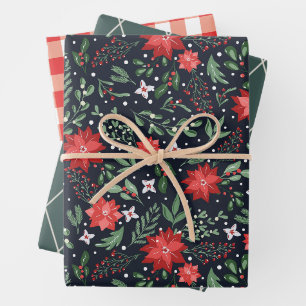 Feuille De Papier Cadeau Noël Botanique Berries Ferme Pays 