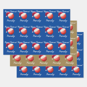 Feuille De Papier Cadeau Noël Boule de cricket personnalisée     SantaWrapp