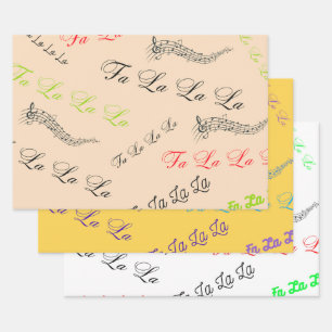 Feuille De Papier Cadeau Noël Carol thème-Fa, la, la,