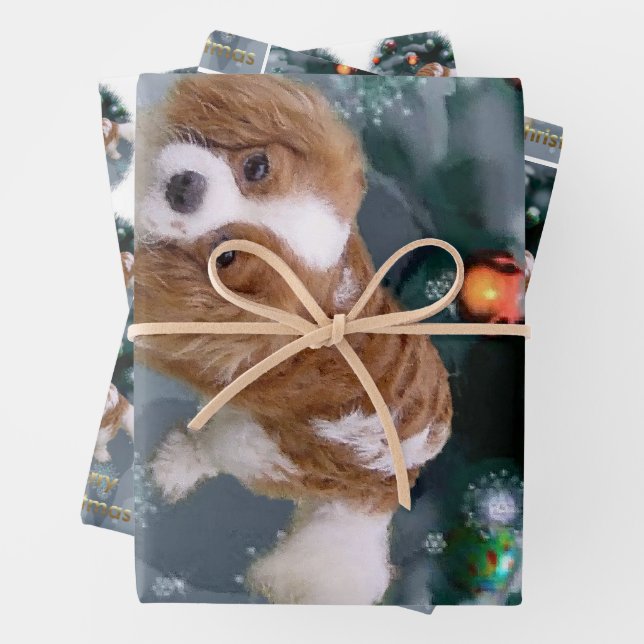 Feuille De Papier Cadeau Noël Cavalier King Charles Spaniel (En situation)
