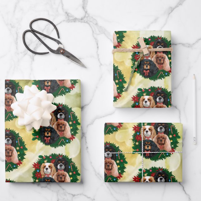 Feuille De Papier Cadeau Noël Cavalier King Charles Spaniel Noël (Recto)