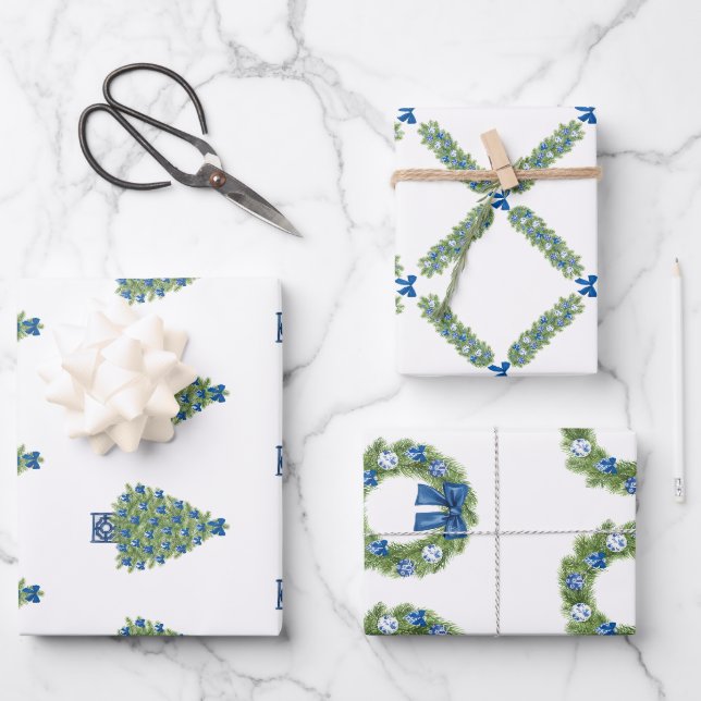 Feuille De Papier Cadeau Noël Chinoiserie (Recto)