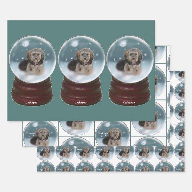 Feuille De Papier Cadeau Noël Cockapoo (Lot)