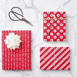 Feuille De Papier Cadeau Noel coordonné rouge et blanc brillant