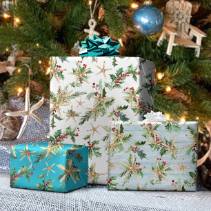 Feuille De Papier Cadeau Noël Côtier Plage Tropical Starfish Bleu