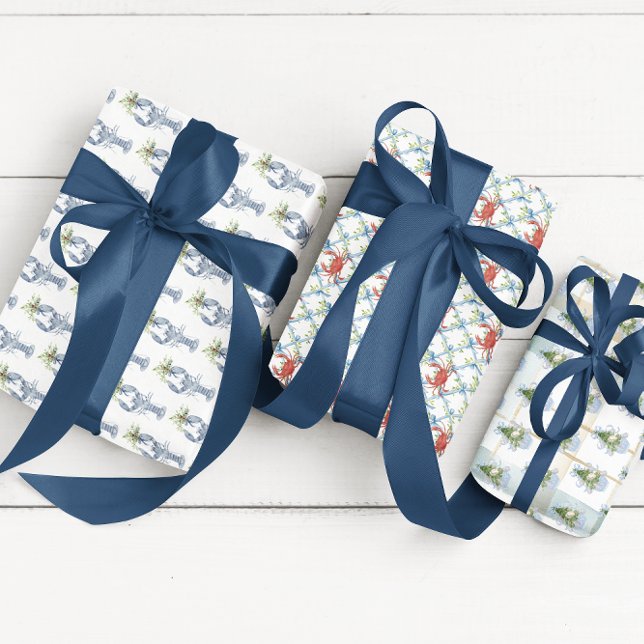 Feuille De Papier Cadeau Noël Côtiers | Noël à l'aquarelle (Créateur téléchargé)