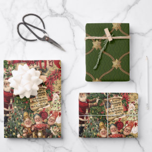 Feuille De Papier Cadeau Noël cramoisi victorien