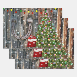Feuille De Papier Cadeau Noël de charme de campagne