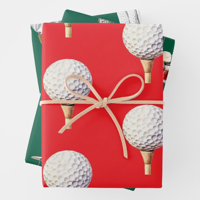 Feuille De Papier Cadeau Noël de golf avec thème GOLF (En situation)