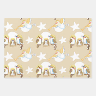 Feuille De Papier Cadeau Noël de Kookaburra/Nativité de Kookaburra