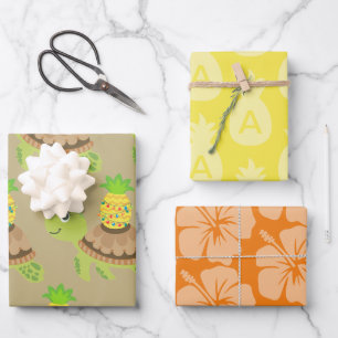 Feuille De Papier Cadeau Noël de la jolie tortue de mer