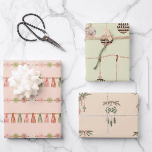 Feuille De Papier Cadeau Noël de l'aquarelle bohème