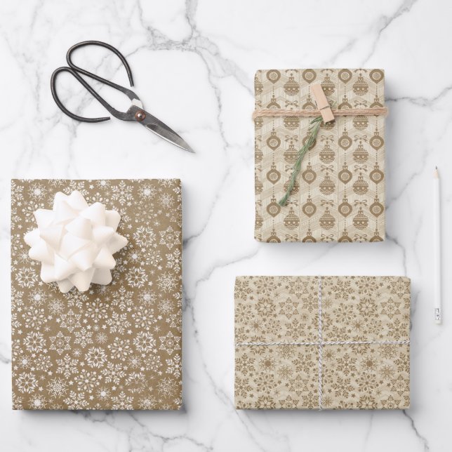 Feuille De Papier Cadeau Noël de l'artisanat Brown et tan (Recto)