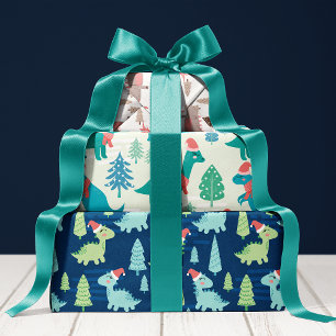Feuille De Papier Cadeau Noël de Noël de Cute Dinosaur