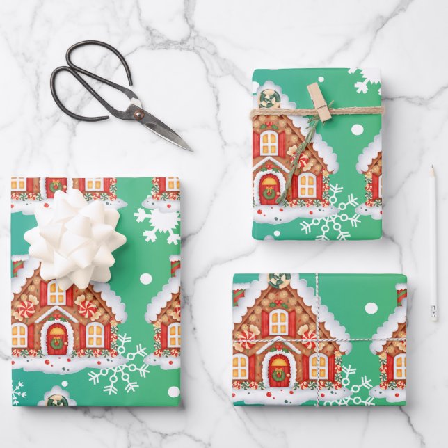 Feuille De Papier Cadeau Noël de pain d'épices (Recto)